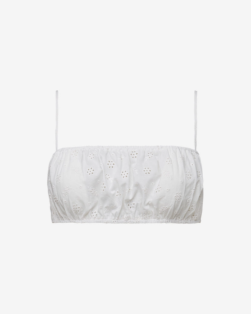 Ruched Eyelet Bra Top