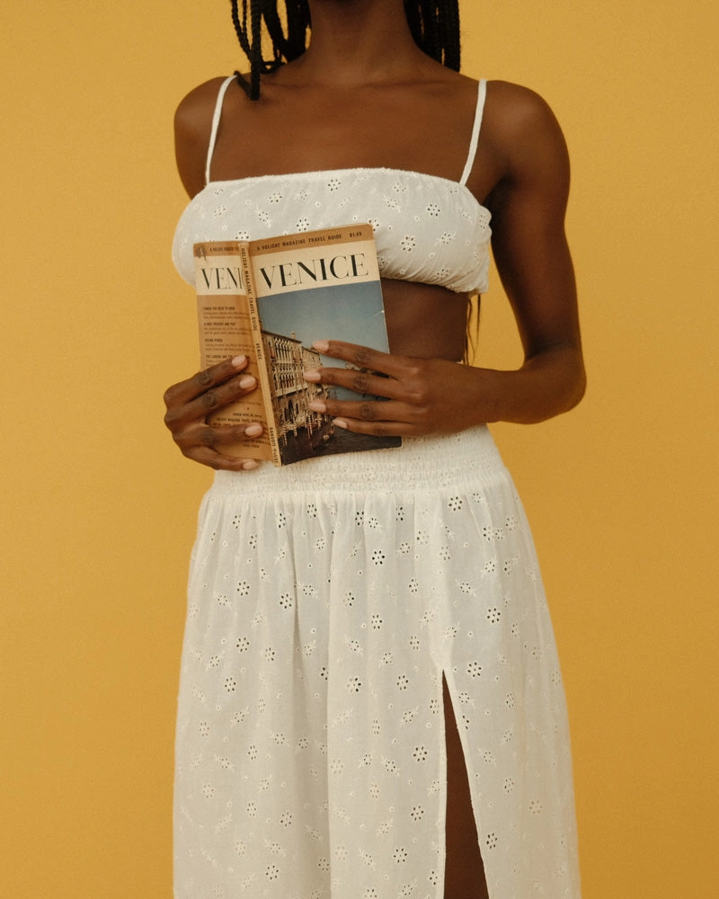Ruched Eyelet Bra Top