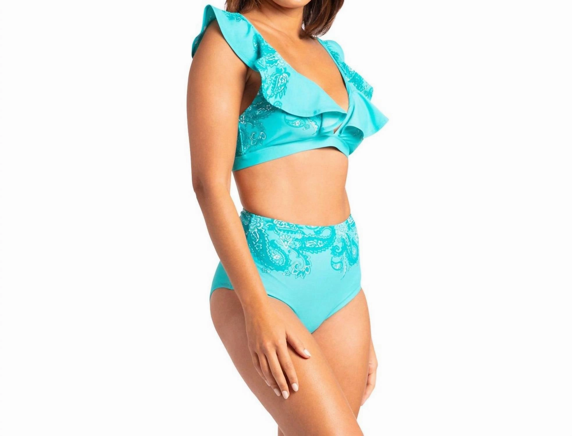 Ruffle Sleeve Tie Bikini Top In St Pete