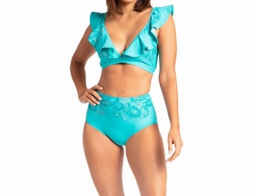 Ruffle Sleeve Tie Bikini Top In St Pete Swim Womens - bandeau bikinis clearance