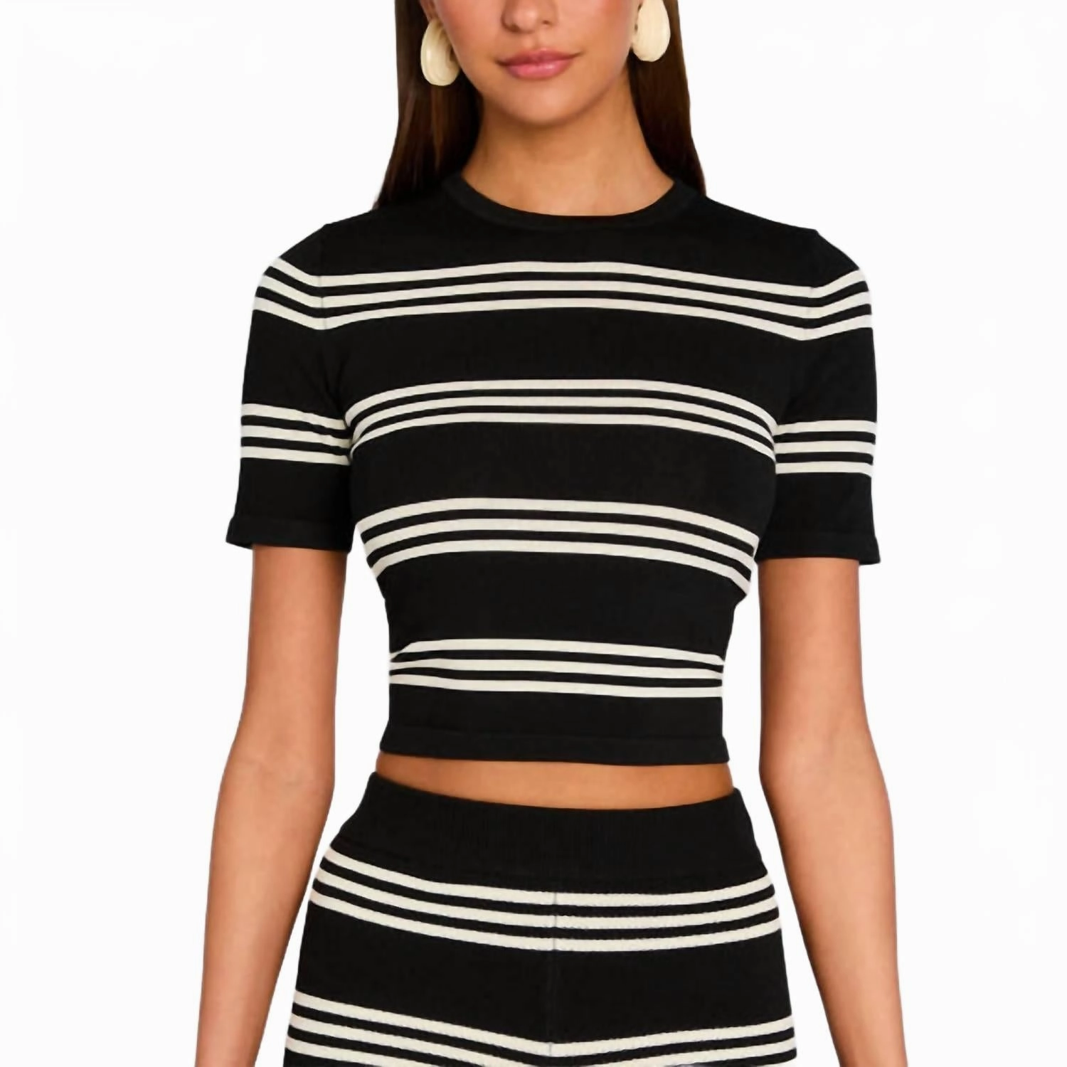 Ry Knit Top In Black/eggshell