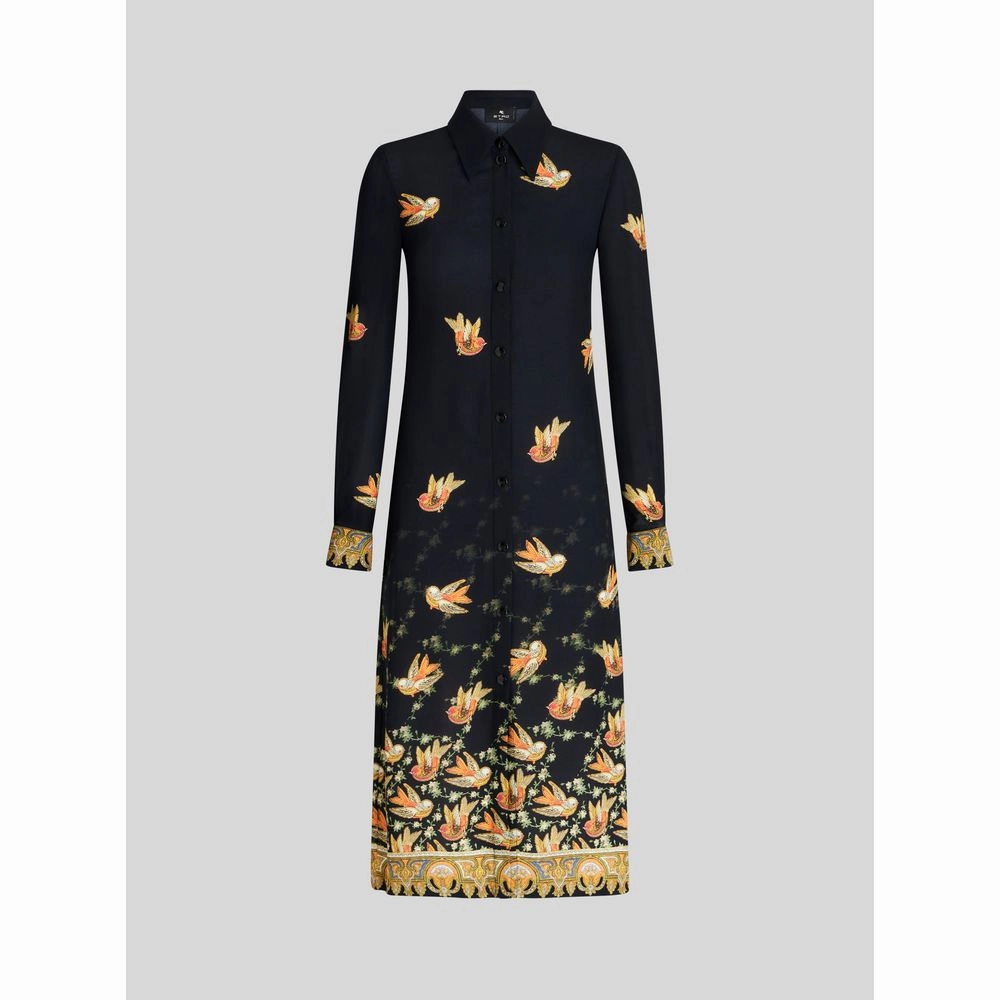 Sabl Shirt Dress With Printed Birds