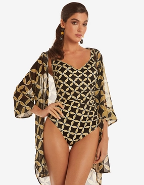 Samoa Soft Cup Swimsuit - Black and Gold Roidal - Roidal activewear best price