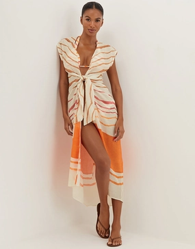 Sandstone Sasha Long Cover Up - Print ViX Paula Hermanny - ViX swimwear outlet
