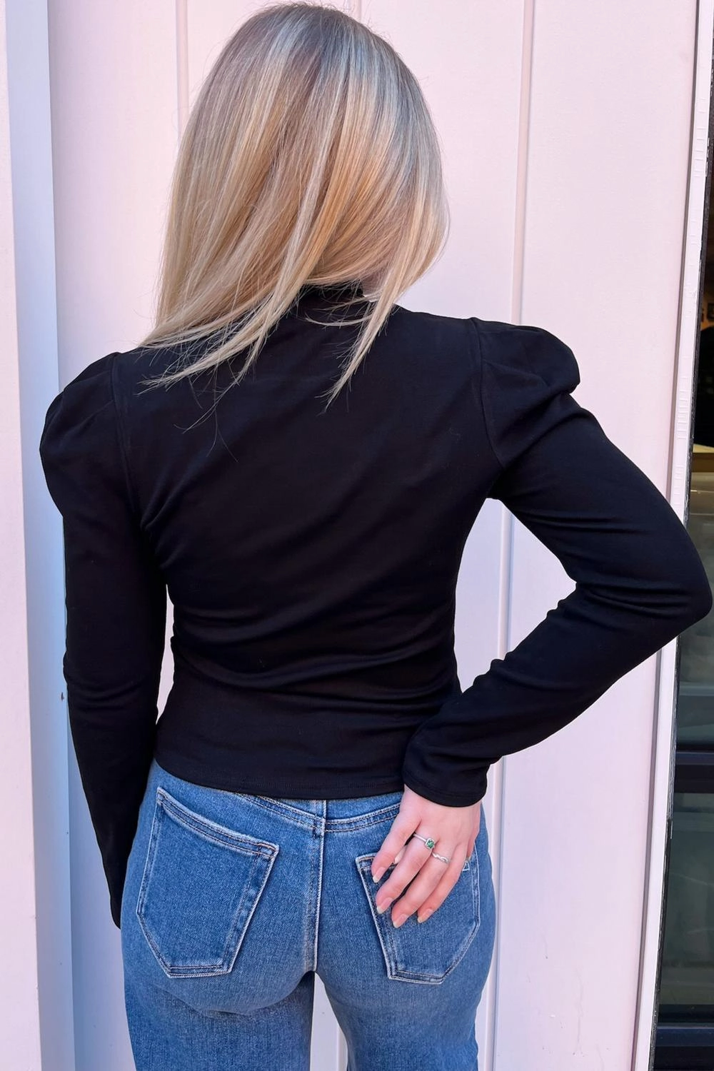 Sara Turtleneck Long Sleeve Top In Black