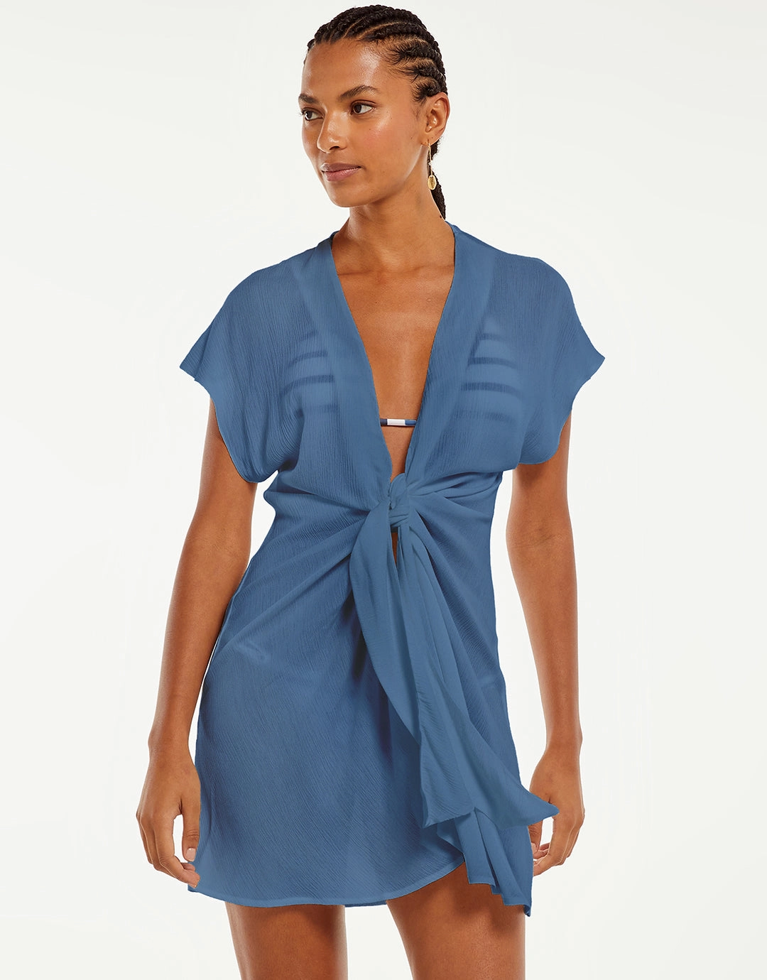 Sasha Short Cover Up - Blue Grey ViX Paula Hermanny - ViX swimwear outlet