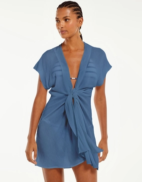 Sasha Short Cover Up - Blue Grey ViX Paula Hermanny - ViX swimwear outlet