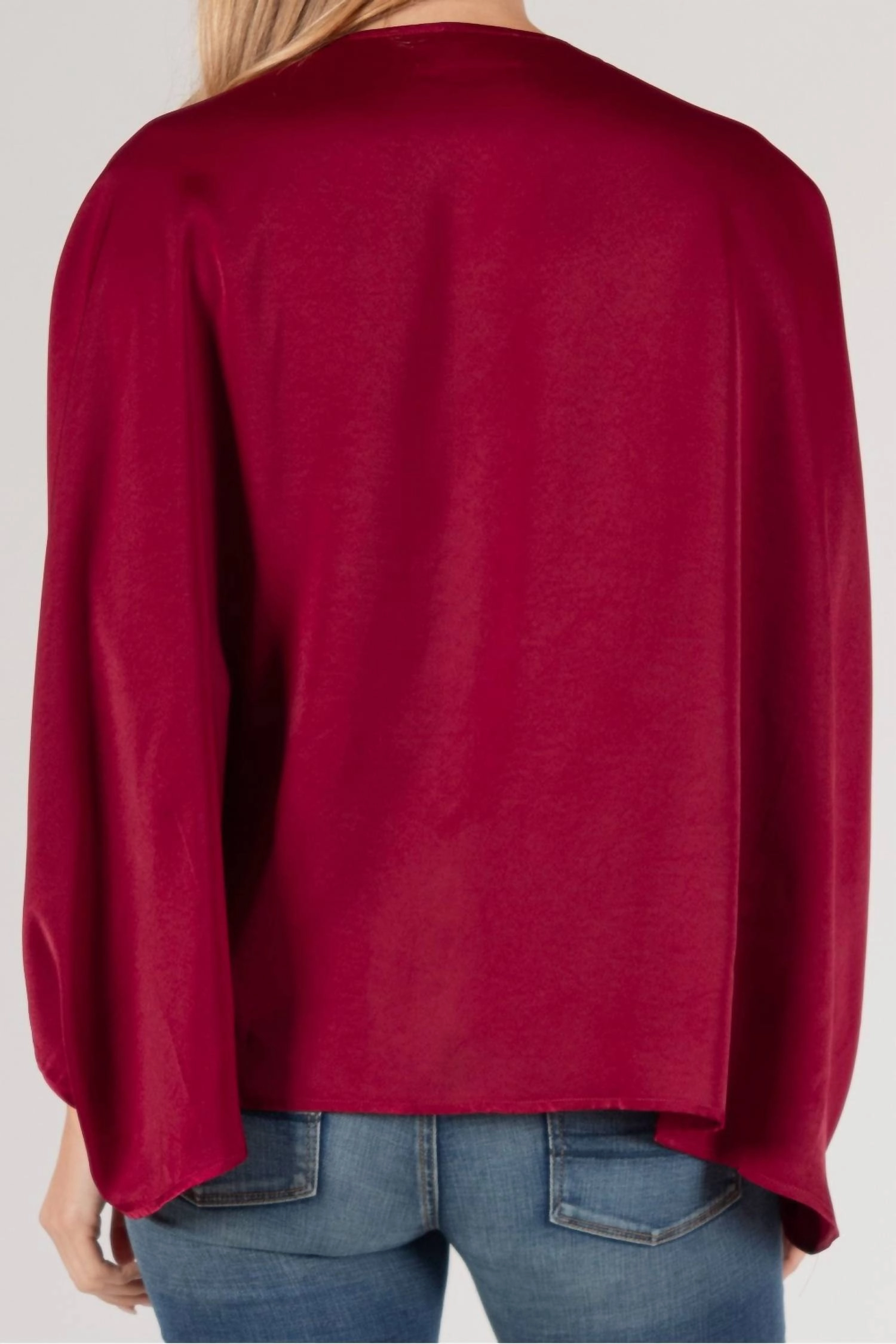 Satin Flowy Top In Wine