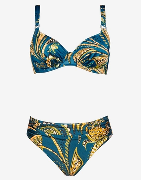 Satin Fruits Underwired Bikini Set - Ocean Pineapple Swim Womens - one-pieces cheap