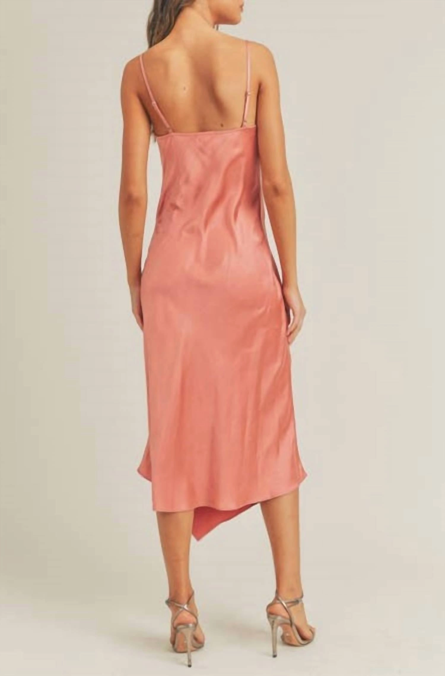 Satin Slip Dress In Coral