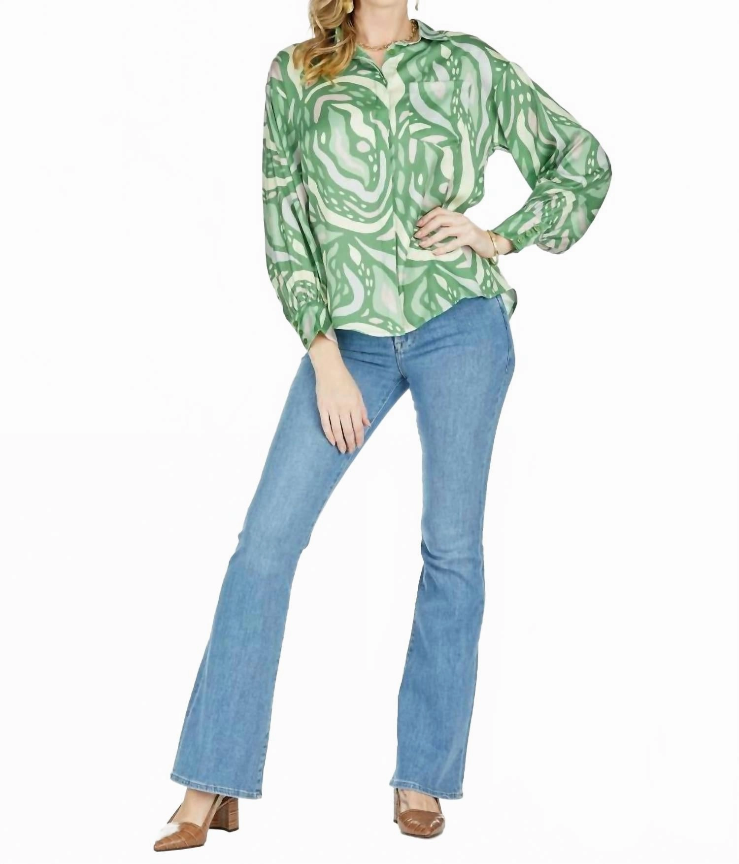 Satiny Blouse In Tranquil