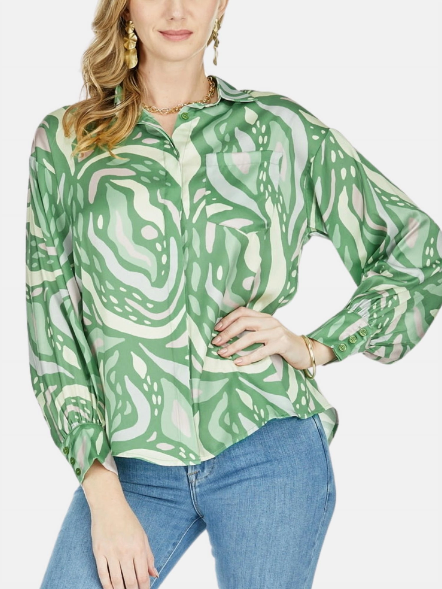 Satiny Blouse In Tranquil