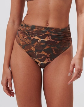 Savanna Ruched High Waist Bikini Pant - Warm Earth Swim Womens free shipping