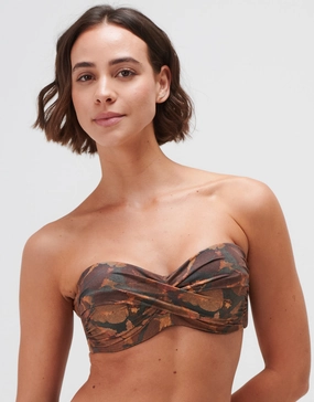Savanna Twist Bandeau Bikini Top - Warm Earth Swim Womens - beachwear discount
