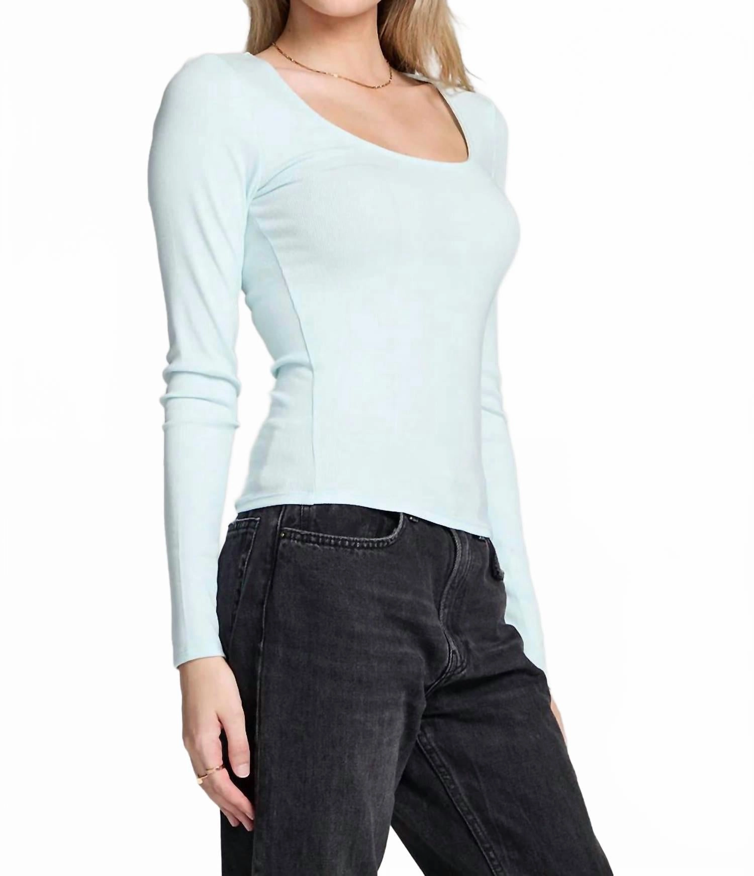 Scoop Long Sleeve Tee In Ice Blue