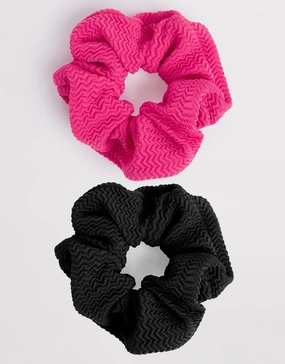 Sea Dive Scrunchy 2 Pack - Fuchsia Rose and Black Seafolly - Seafolly bikinis sale