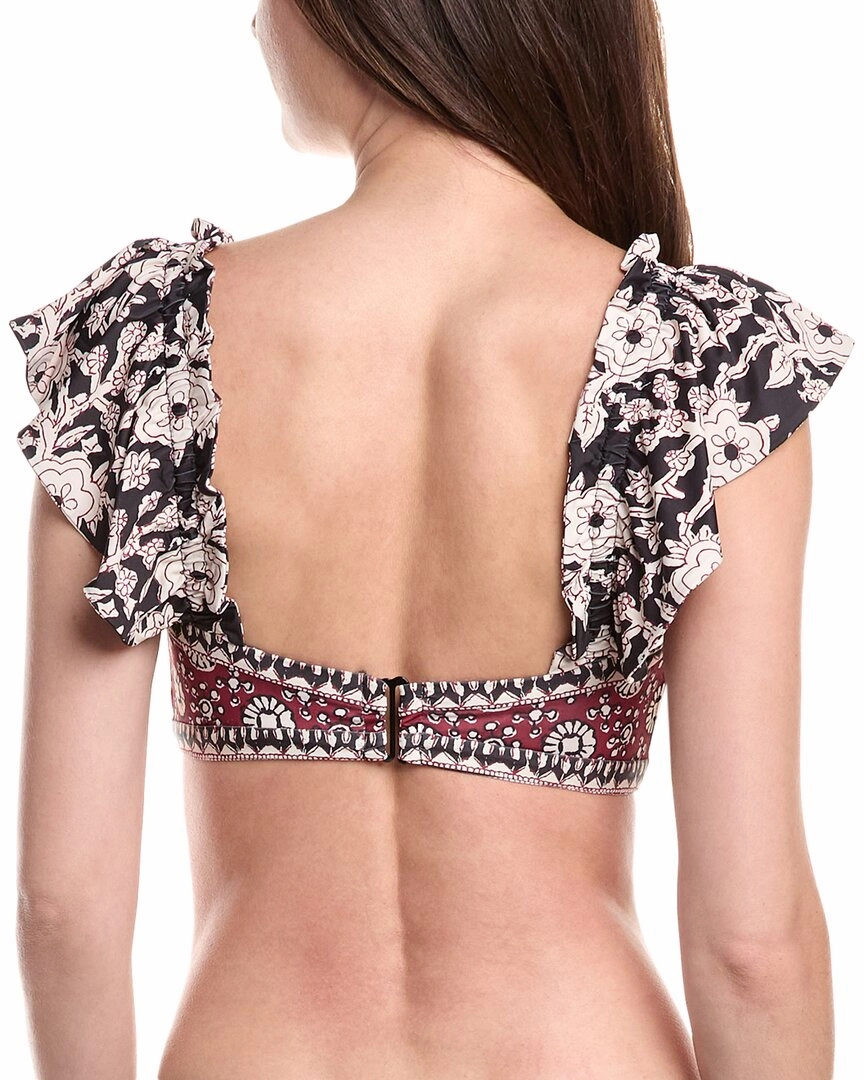 SEA NY Danae Print Flutter Sleeve Bikini Top