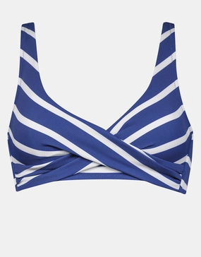 Sea Ride Twist Front Bikini Top - White Indigo Watercult - Watercult swimsuits sale