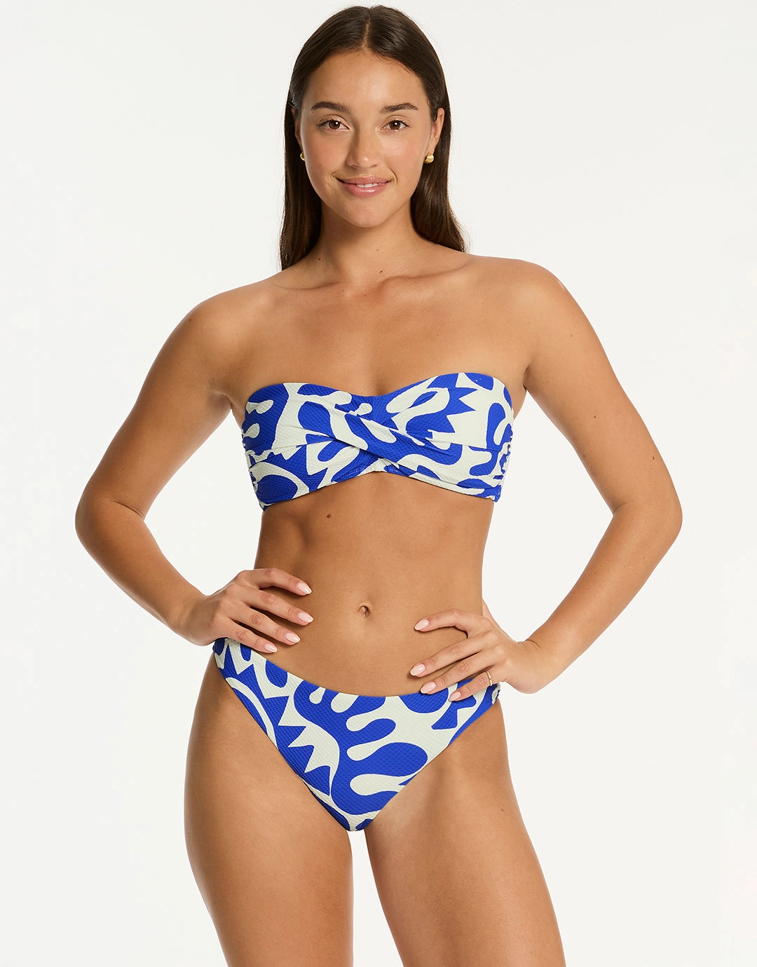 Seascape Twist Bandeau Bikini Top - Blue
