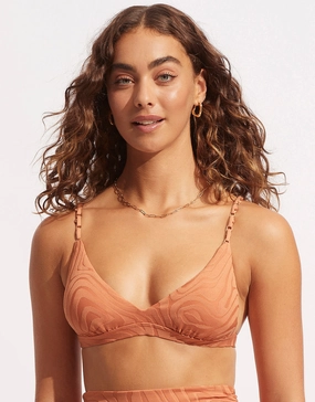 Second Wave Fixed Tri Bikini Top - Copper Tan Seafolly - Seafolly bikinis sale