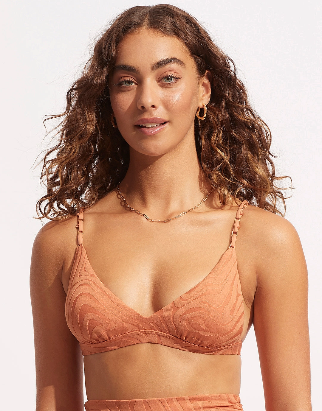 Second Wave Fixed Tri Bikini Top - Copper Tan Swim Womens - one-pieces cheap