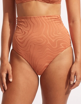 Second Wave High Waist Bikini Pant - Copper Tan Seafolly - Seafolly bikinis sale