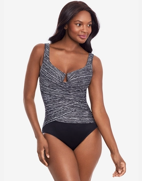 Selenite Layered Escape Swimsuit - Black Miraclesuit - Miraclesuit swimwear clearance