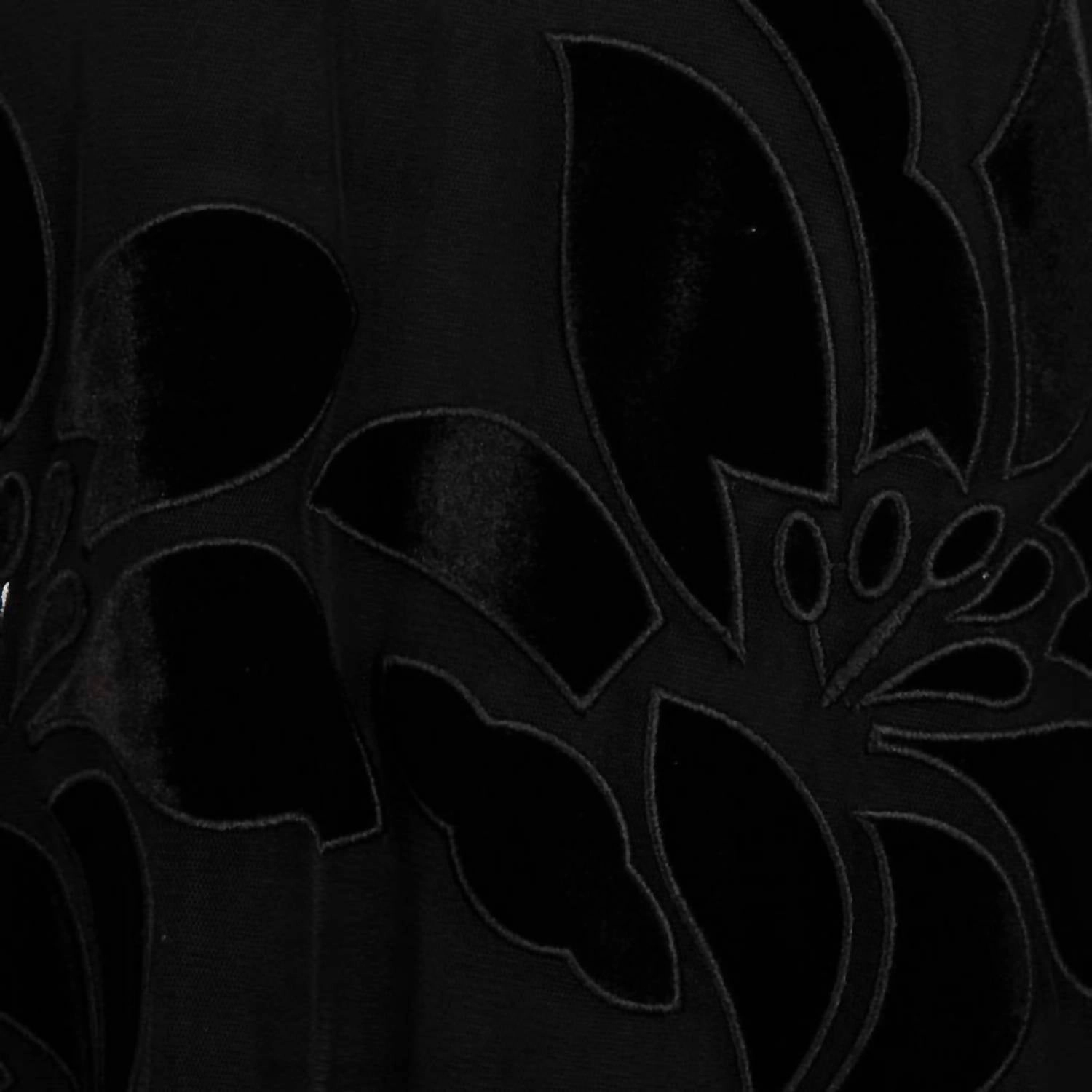 Semi-Transparent Velvet Insert Top In Black
