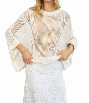 Send A Message Mesh Sweater In White Swim Womens - ruched swimwear outlet