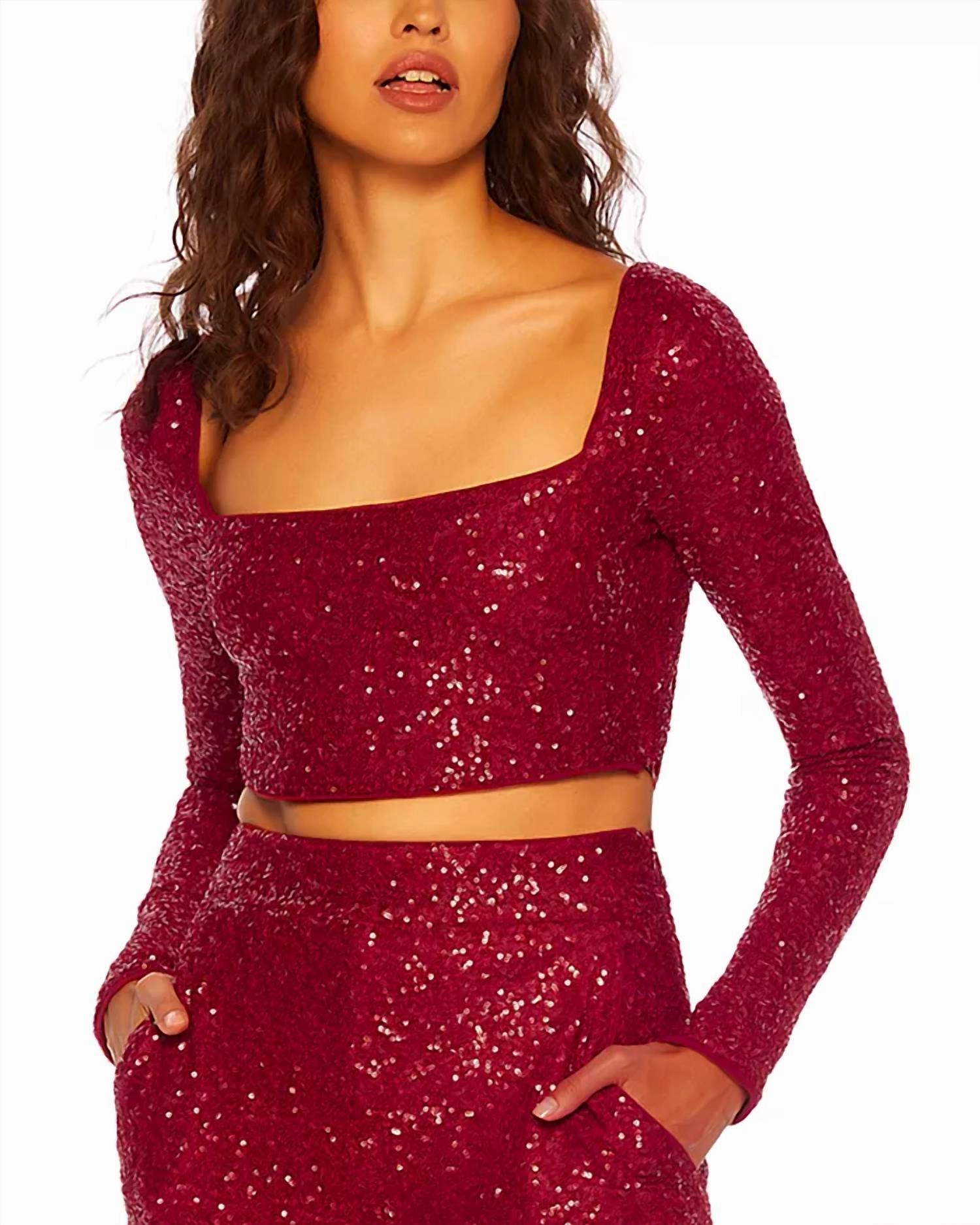 Sequin Square Top In Berries