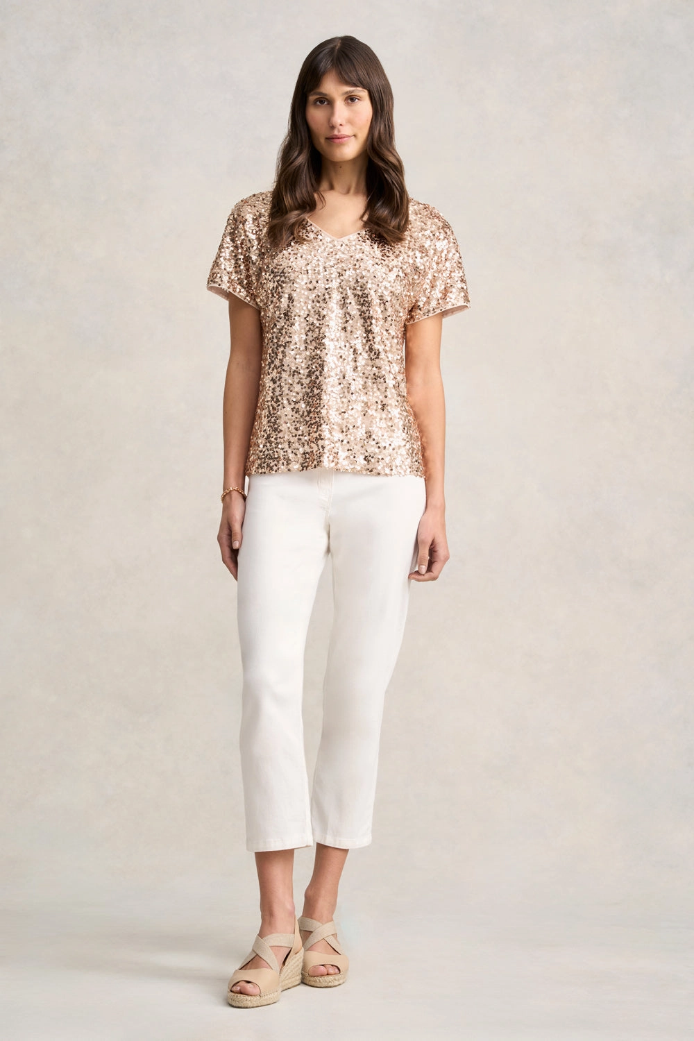 Sequin T-Shirt - Ice Gold