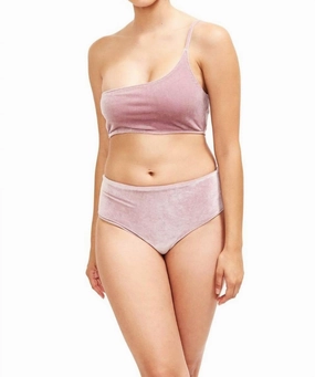 Serena Hipster Bikini Bottom In Blush Velvet Swim Womens - ruched swimwear outlet