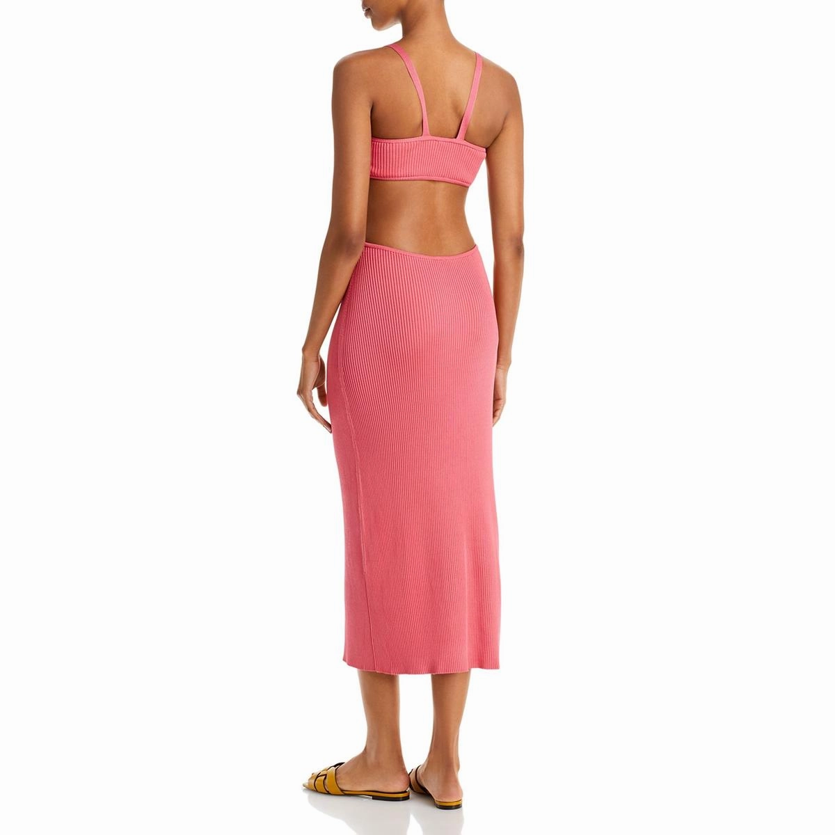 Serita Womens Ribbed Knit Cut-Out Midi Dress
