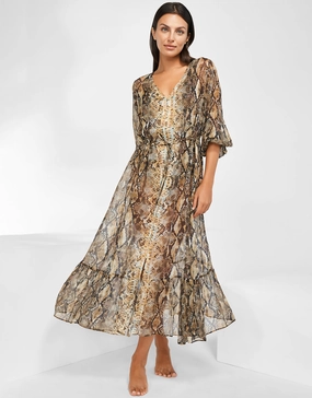Serpent Long Blouse Dress - Python Maryan Mehlhorn - Maryan Mehlhorn dresses
