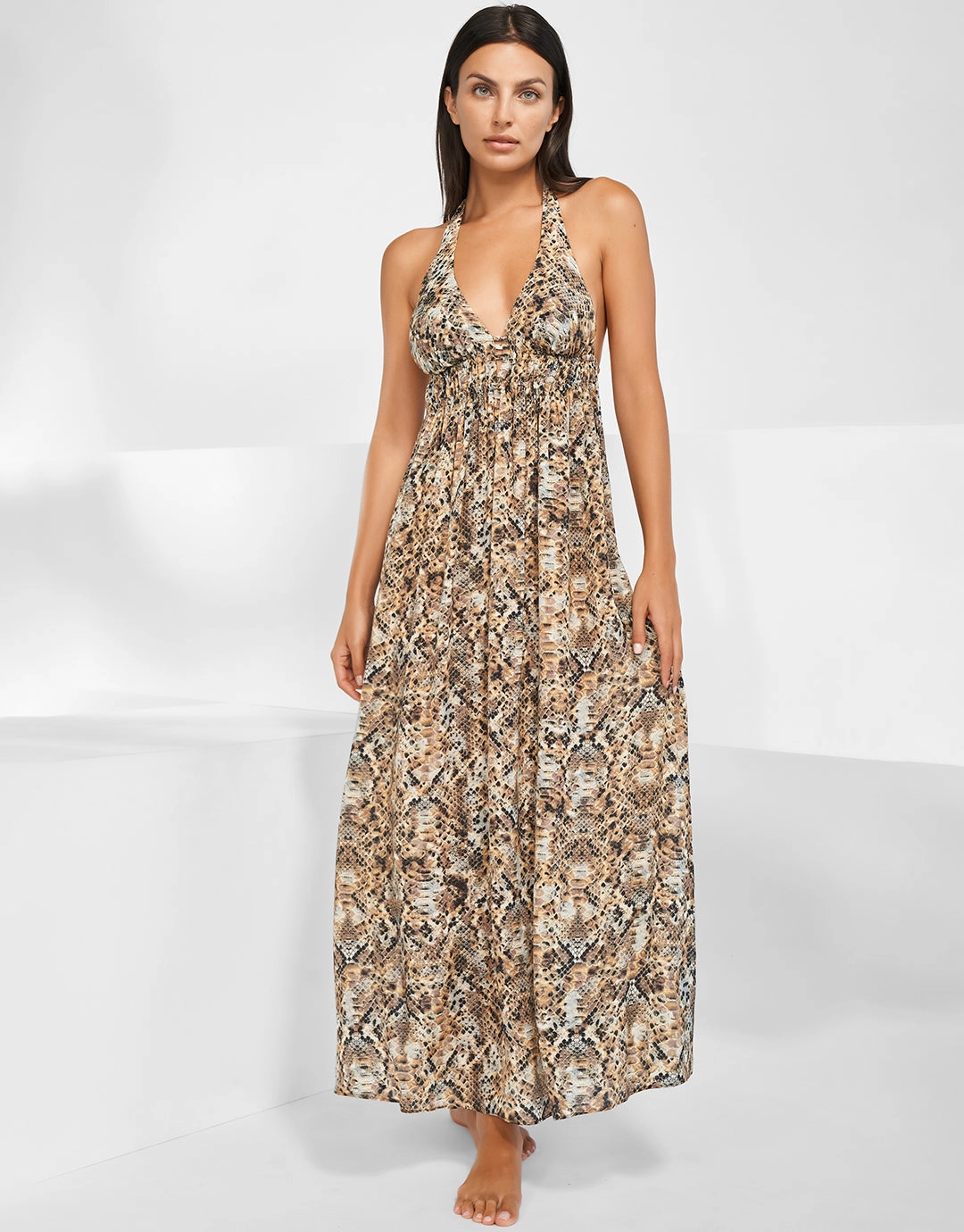 Serpent Maxi Halter Dress - Python Maryan Mehlhorn - Maryan Mehlhorn dresses