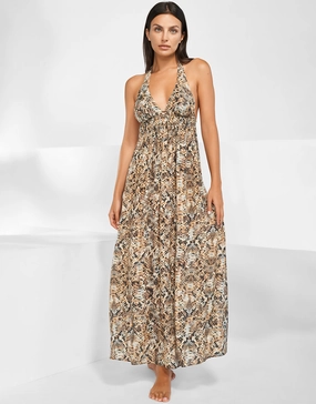 Serpent Maxi Halter Dress - Python Maryan Mehlhorn - Maryan Mehlhorn dresses