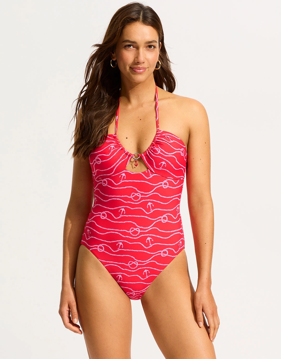 Set Sail Drawstring Halter Swimsuit - Chilli Red Seafolly - Seafolly bikinis sale