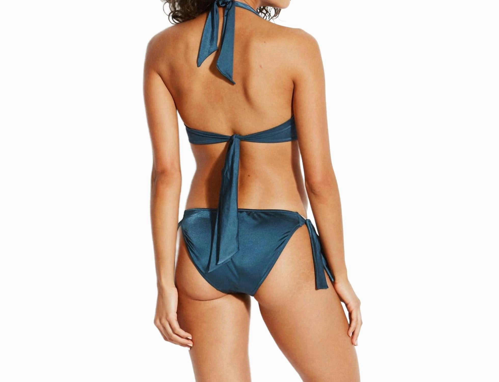 Shine On Hipster Tie Side Bikini Bottom In Blueprint