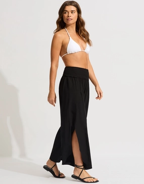 Shirred Waist Wrap Beach Trousers - Black Seafolly - Seafolly bikinis sale