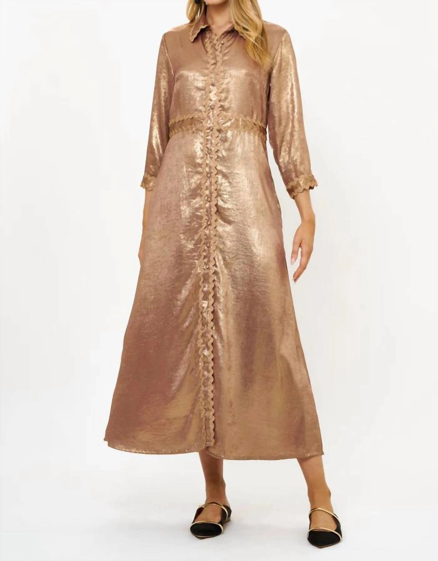 Shirt Maxi Dress In Gold