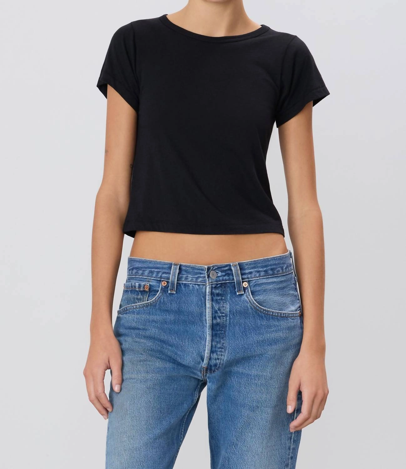 Short Sleeve Baby Tee In Black