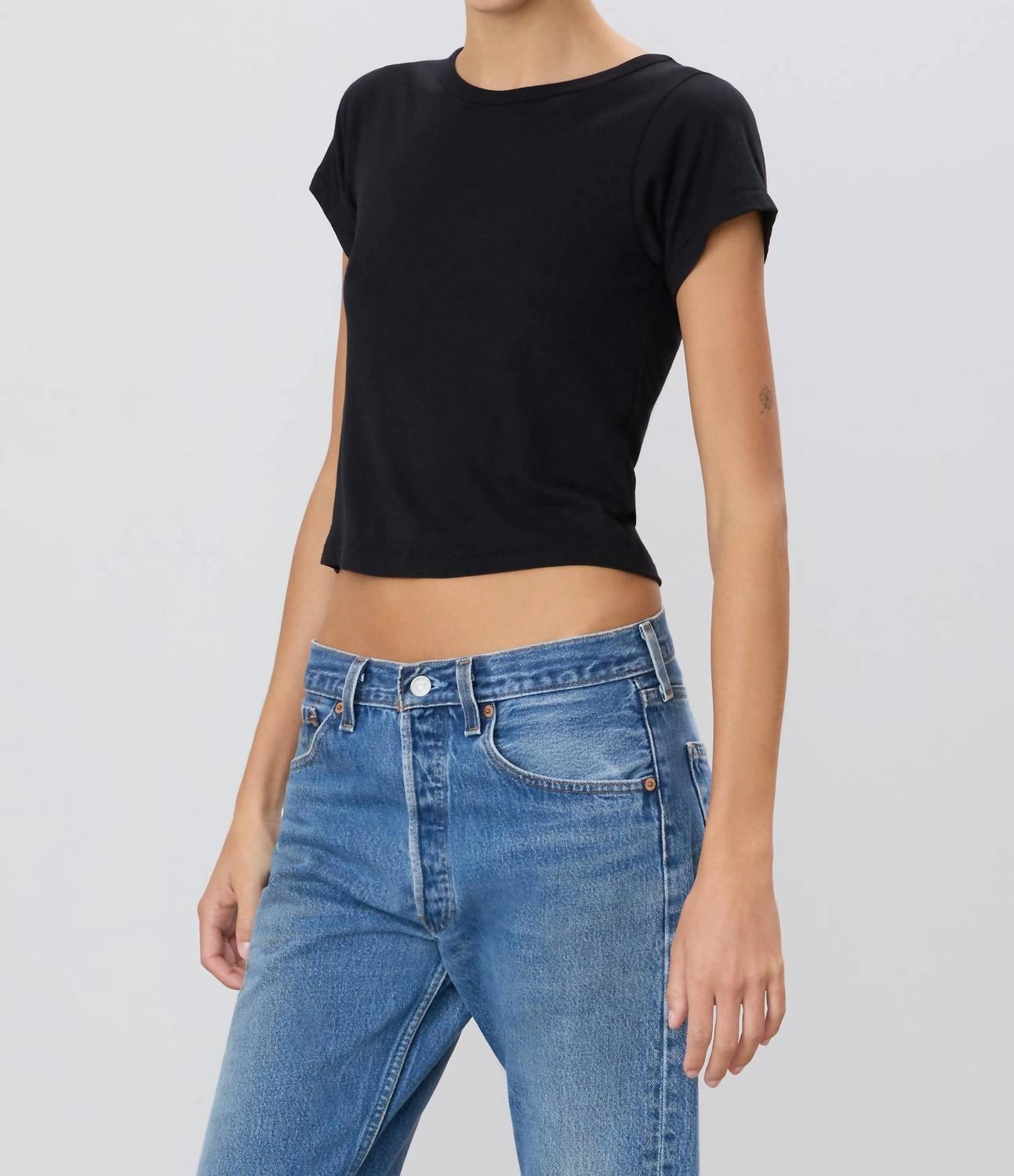 Short Sleeve Baby Tee In Black