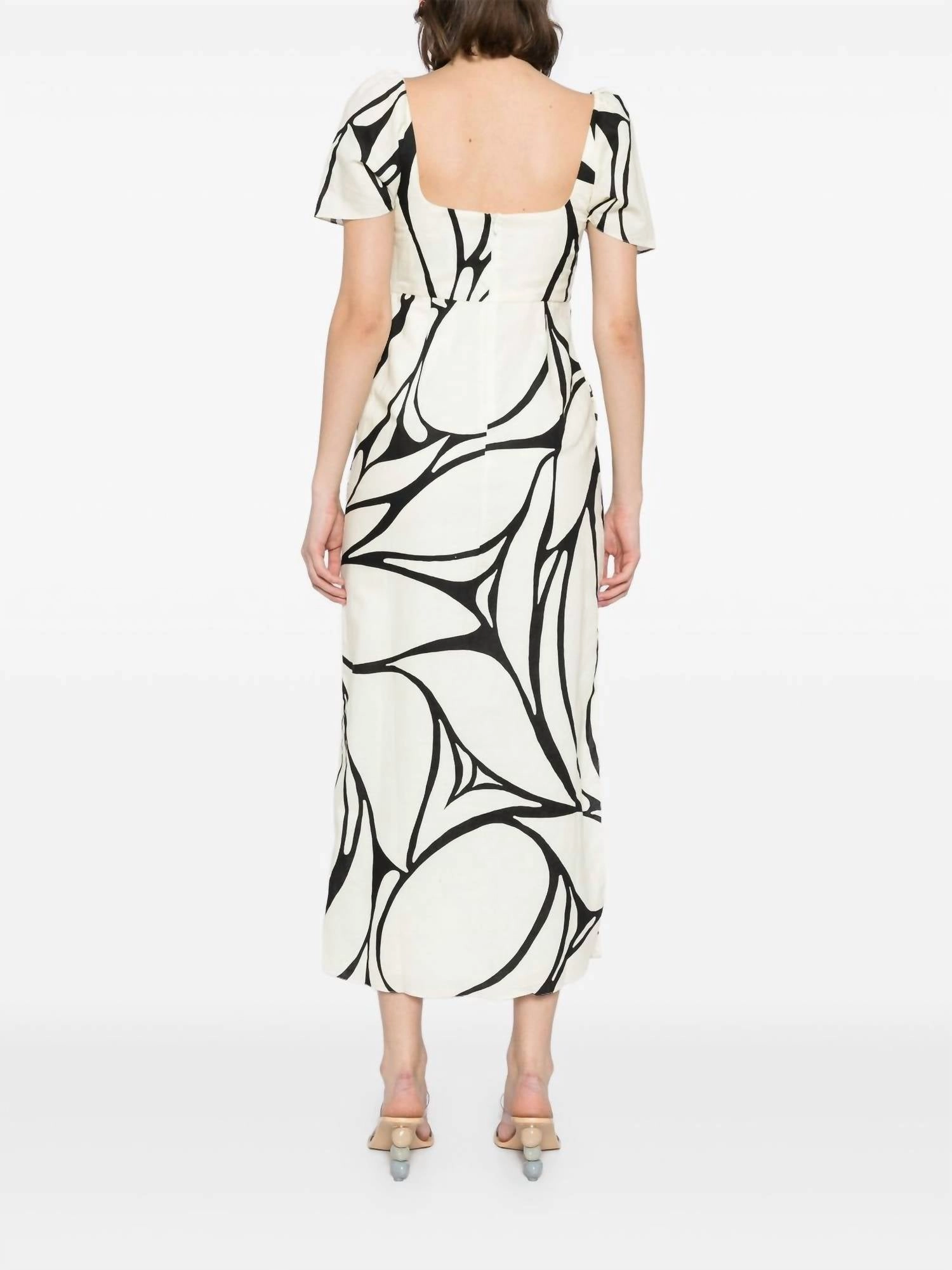 Short Sleeve Tia Midi Dress In Ivory/black