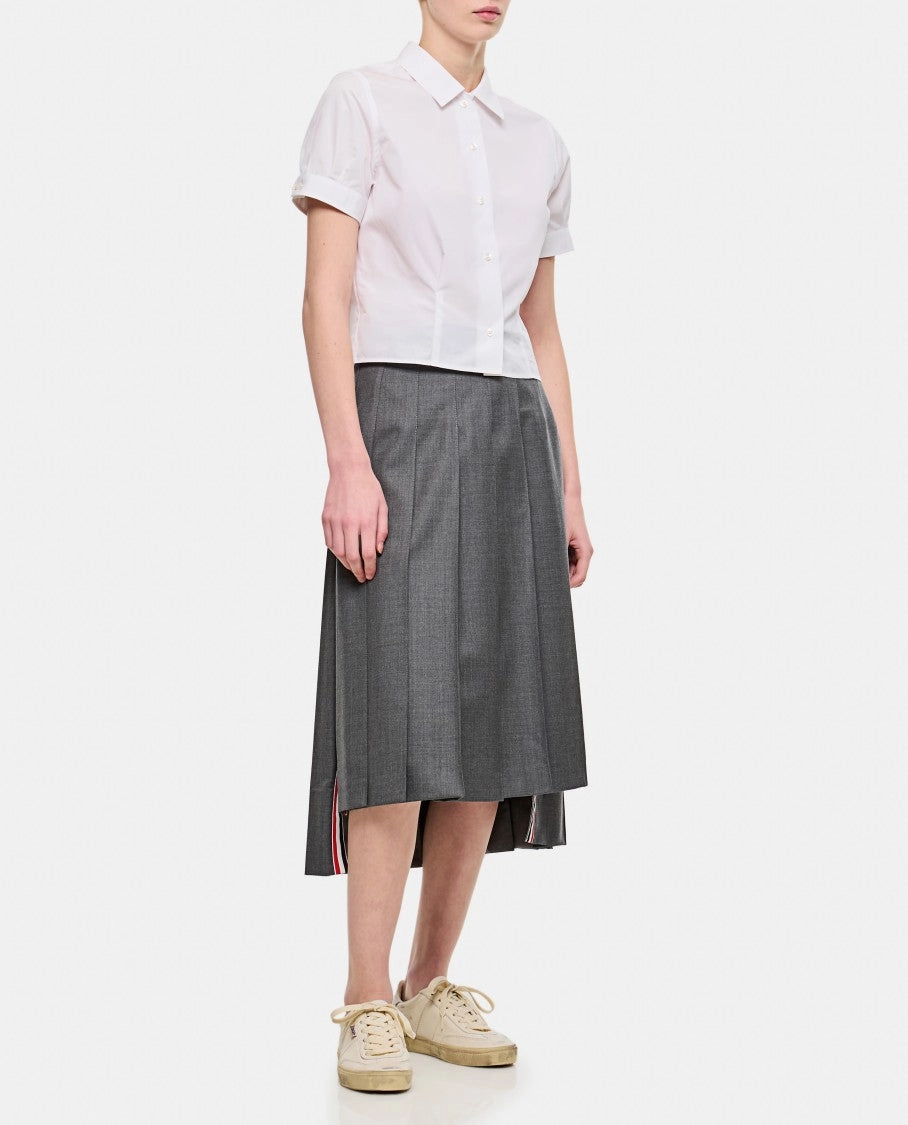 Short Sleeve Tucked Blouse In Poplin
