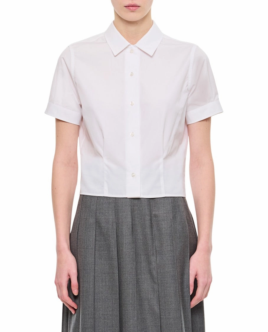 Short Sleeve Tucked Blouse In Poplin