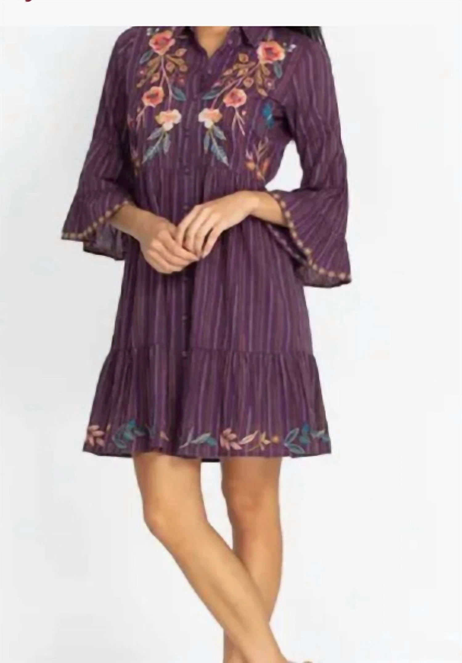 Shuri Easy Tiered Dress In Purple