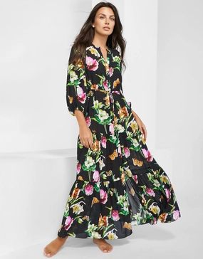 Siciliana Maxi Kaftan - Black-Brights Maryan Mehlhorn - Maryan Mehlhorn dresses