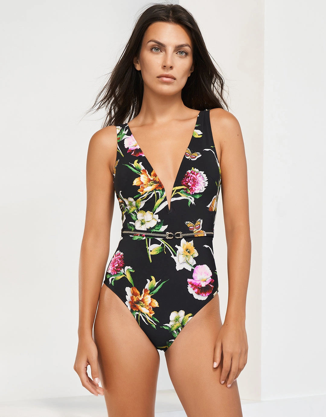 Siciliana Plunge Swimsuit - Black-Brights Swim Womens - sport swimwear clearance