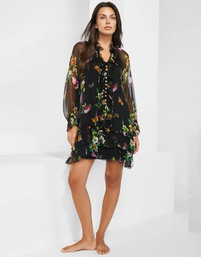 Siciliana Silk Tunic - Black-Brights Maryan Mehlhorn - Maryan Mehlhorn dresses