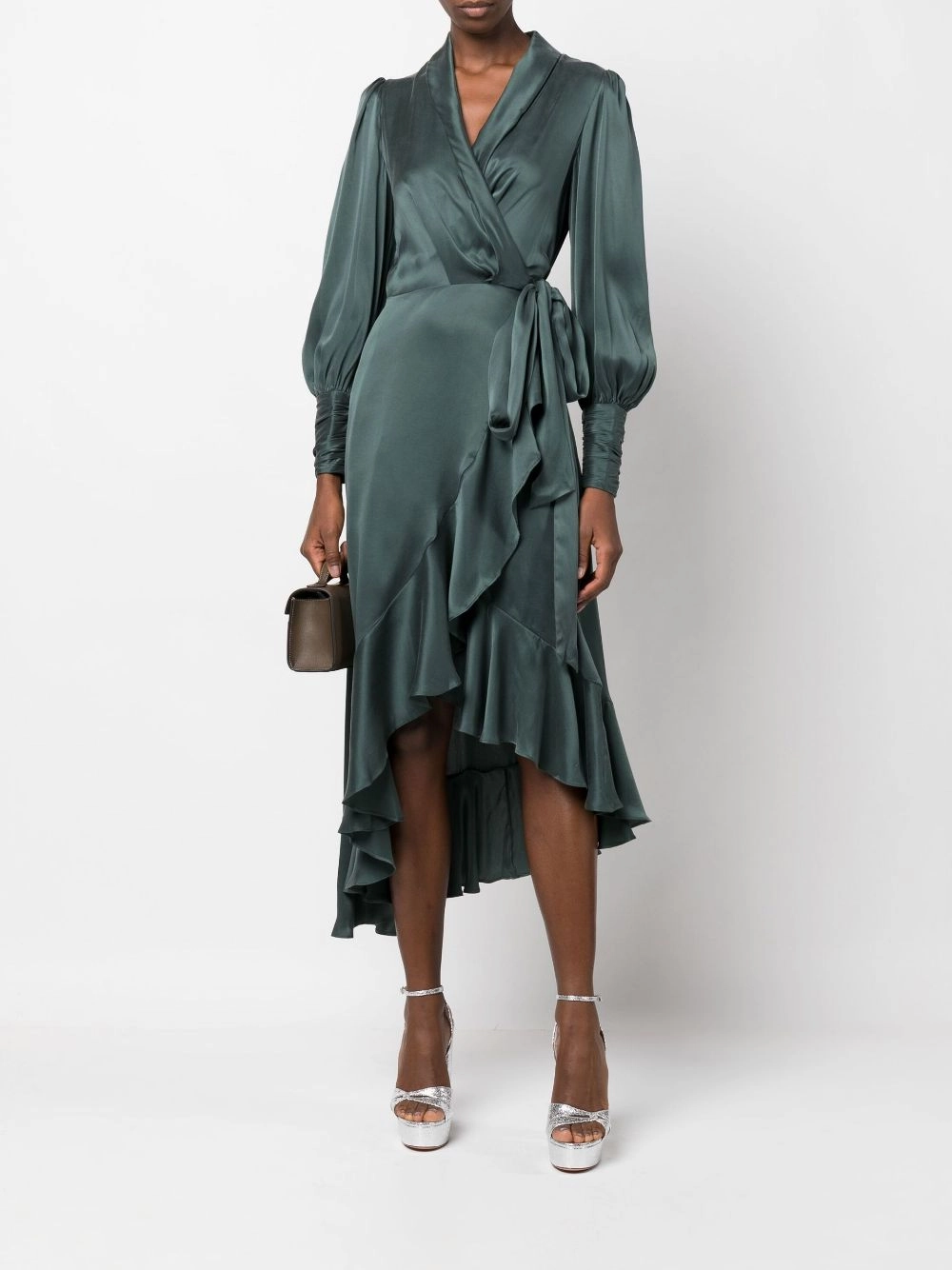 Silk midi wrap dress